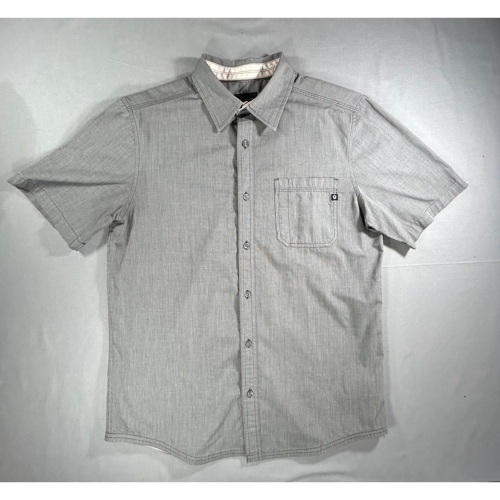 Marmot short sleeve button front gray mens Shirt medium minimalist‎ outdoor hike
